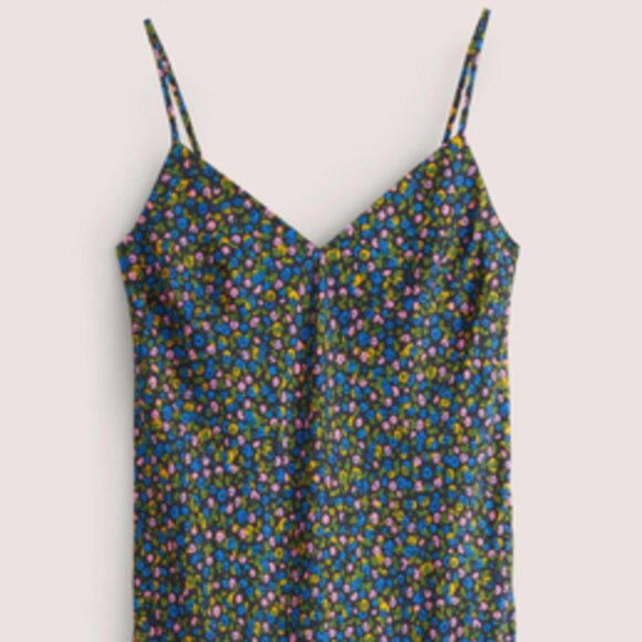 BODEN Elena Silk-blend Midi Slip Dress In Blue Size 14 - Picture 5 of 15